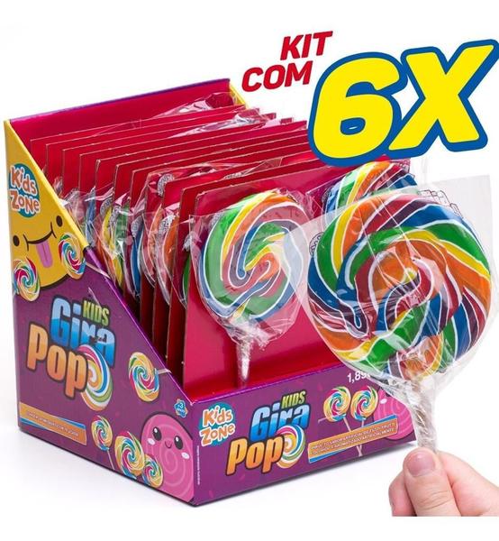 Imagem de Kit 6x Pirulito Psicodélico Grande Gira Pop Formato Divertido - Kids Zone