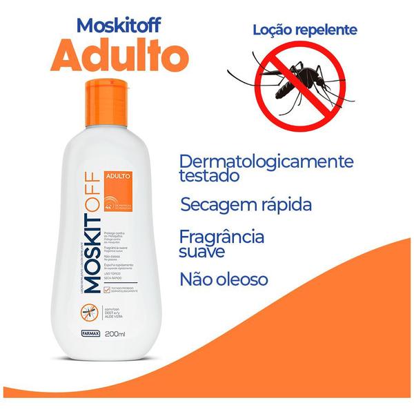 Imagem de kit 6x repelente moskitoff contra mosquito da dengue pernilongo borrachudo febre amarela loção 200ml