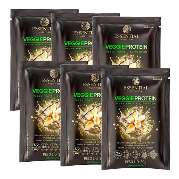 Imagem de Kit 6X: Veggie Protein Vanilla Sachê Essential Nutrition 30g