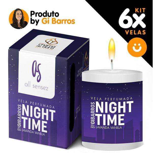 Imagem de Kit 6x Vela Aromática Perfumada 60g Night Time By Gi Barros