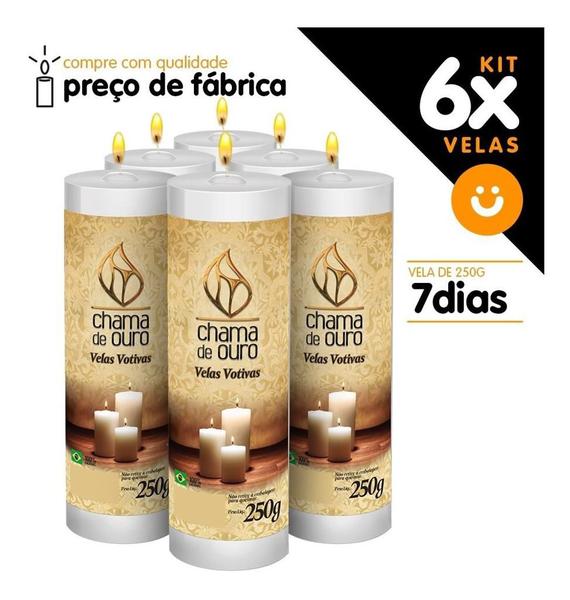 Imagem de Kit 6x Vela De 7 Dias Atacado  250g Velas Na Cor Branca