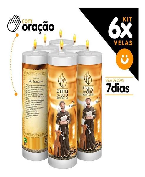 Imagem de Kit 6x Vela De 7 Dias Oração Santo Religiosa São Francisco