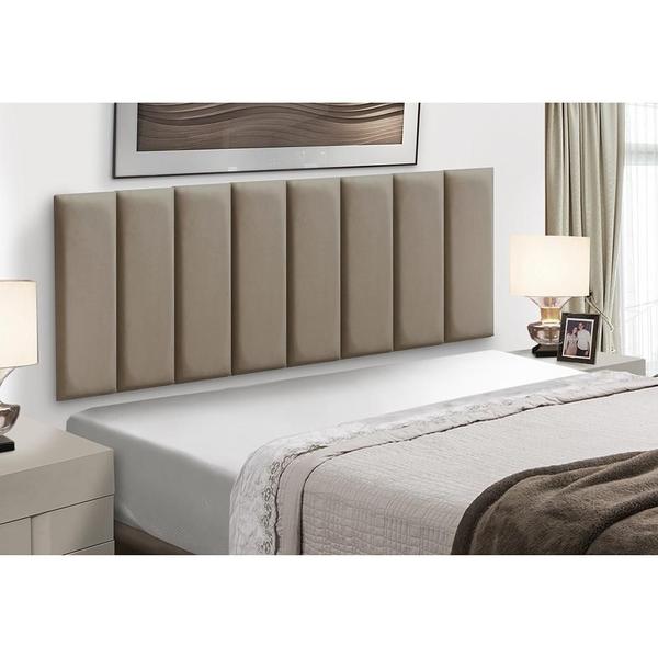 Imagem de Kit 7 Cabeceiras Painel Modular Cama Box Casal Veludo Capuccino Madelina Decor