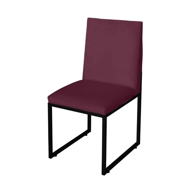 Imagem de Kit 7 Cadeira Para Sala de Jantar Trendy Base Metálica Preto Suede Bordo - Móveis Mafer