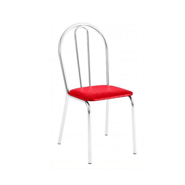Imagem de Kit 7 Cadeiras Lisboa Cromada Para Cozinha ou Área Gourmet-Assento Sintético Vermelho