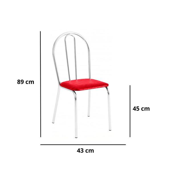 Imagem de Kit 7 Cadeiras Lisboa Cromada Para Cozinha ou Área Gourmet-Assento Sintético Vermelho