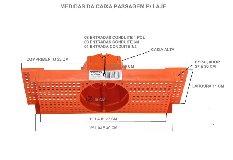 Imagem de Kit 7 Caixa Luz Suporte P/ Laje Octogonal 27, 30cm Plasled