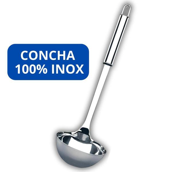 Imagem de Kit 7 Concha 100% Inox Para Feijão Sopas Caldos Utensilio De Cozinha Inox Linha Premium