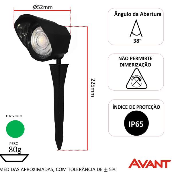 Imagem de Kit 7 Espeto Luminaria Para Jardim Cob Led 5w Verde