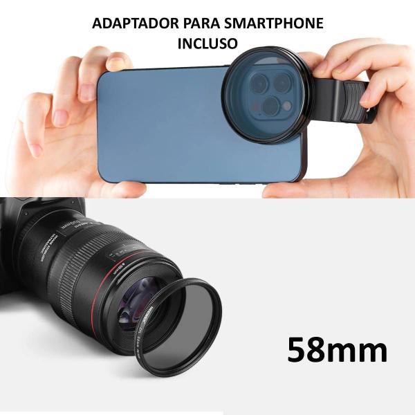 Kit 7 Filtro de Lente para Celular e Câmeras 58mm Neewer + Case Imagem de Kit 7 Filtro de Lente para Celular e Câmeras 58mm Neewer + Case