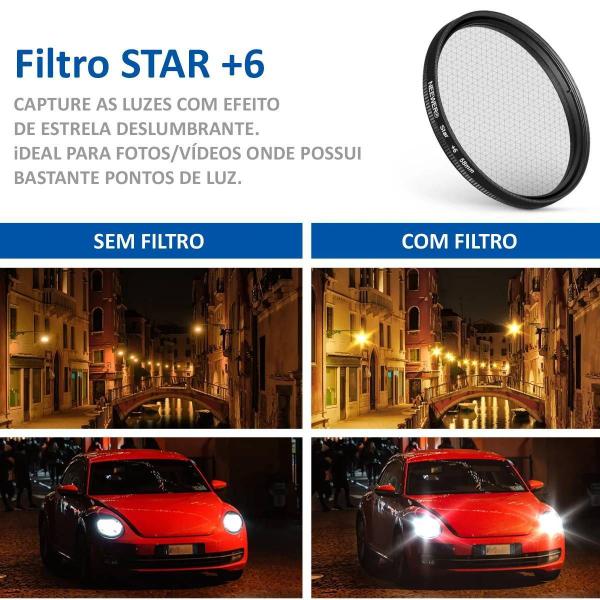 Kit 7 Filtro de Lente para Celular e Câmeras 58mm Neewer + Case Imagem de Kit 7 Filtro de Lente para Celular e Câmeras 58mm Neewer + Case