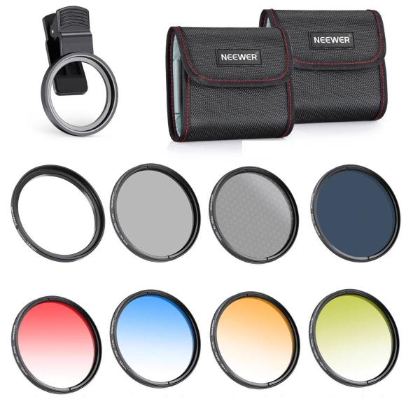 Kit 7 Filtro de Lente para Celular e Câmeras 58mm Neewer + Case Imagem de Kit 7 Filtro de Lente para Celular e Câmeras 58mm Neewer + Case