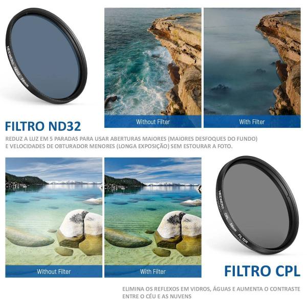 Kit 7 Filtro de Lente para Celular e Câmeras 58mm Neewer + Case Imagem de Kit 7 Filtro de Lente para Celular e Câmeras 58mm Neewer + Case