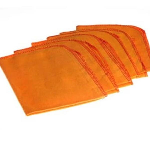 Imagem de Kit 7 Flanelas Ouro Grandes Laranja Algodão Para Limpeza Geral Medidas 28x35 cm