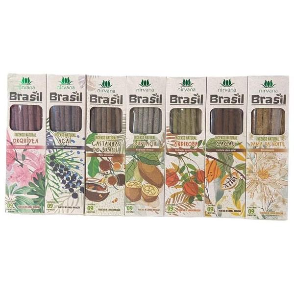 Imagem de Kit 7 Incensos Natural Nirvana Brasil 7 Cxs Com 9 Varetas