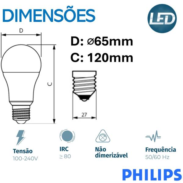 Imagem de Kit 7 Lampada Led Bulbo Philips 16w Branco Quente 3000K E27