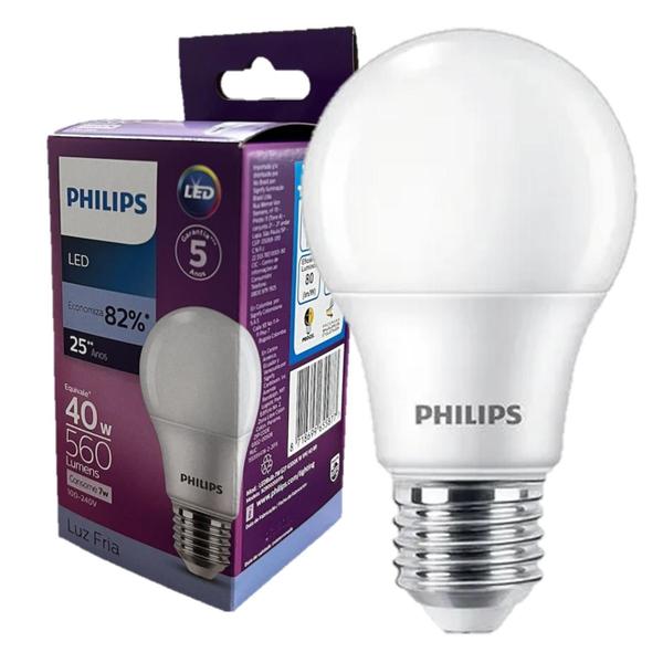 Imagem de Kit 7 Lampada Led Bulbo Philips 7w Branco Frio 6500K E27