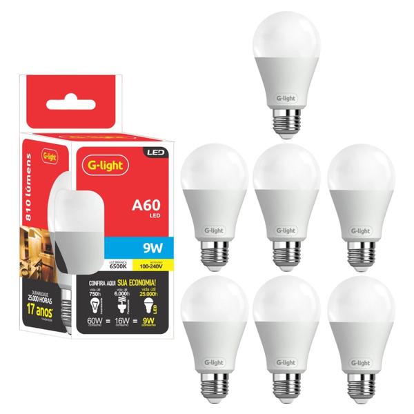 Kit 7 Lâmpadas Led 9w E27 Autovolt 6500k Branco Frio Cor Da Luz Branca Ultra Economica P/ Sala Quarto Cozinha Banheiro - G-Light Imagem de Kit 7 Lâmpadas Led 9w E27 Autovolt 6500k Branco Frio Cor Da Luz Branca Ultra Economica P/ Sala Quarto Cozinha Banheiro