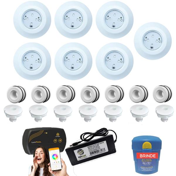 Imagem de Kit 7 Leds 9w Ilumina Piscina - Smartlux + Disp 50mm E Nicho