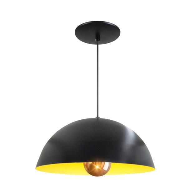 Kit 7 Luminária Pendente Meia Lua 34cm Com Interior Amarelo Com Fiação 110/220v - Luminárias Navarro Imagem de Kit 7 Luminária Pendente Meia Lua 34cm Com Interior Amarelo Com Fiação 110/220v