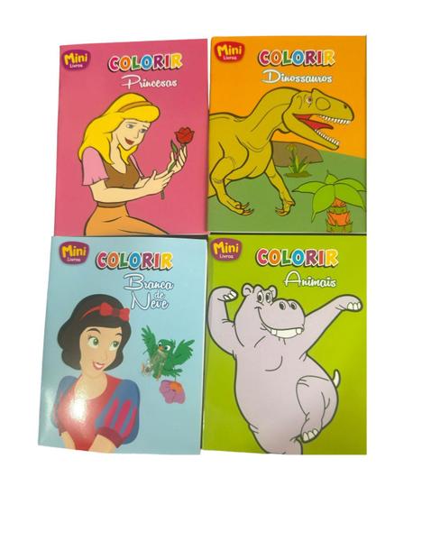 Imagem de Kit 7 mini Livros Infantis de colorir tema variado Historias