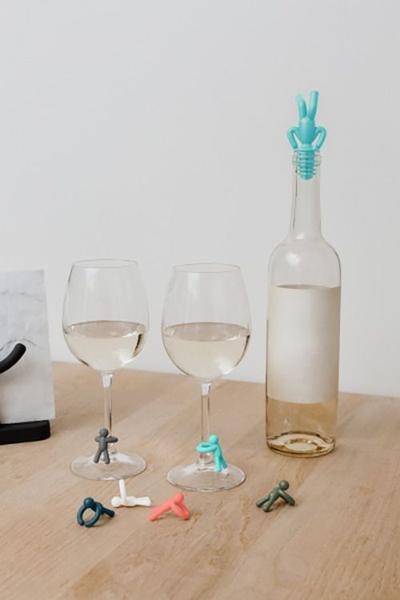 Imagem de Kit 7 Pçs Marcador De Taças Vinho E Rolha Buddy  Umbra