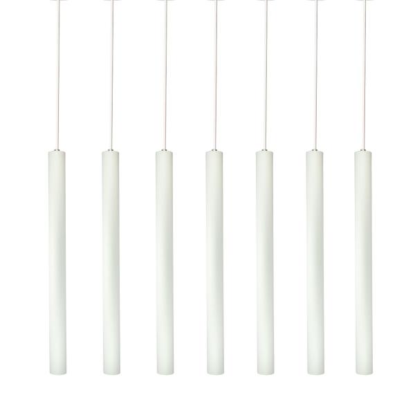 Imagem de Kit 7 Pendente Luminária Tubo Branco 50 Cm