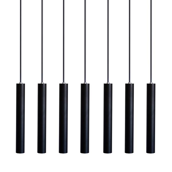 Imagem de Kit 7 Pendente Luminária Tubo Preto 30 Cm + Lâmpada LED Branco Quente