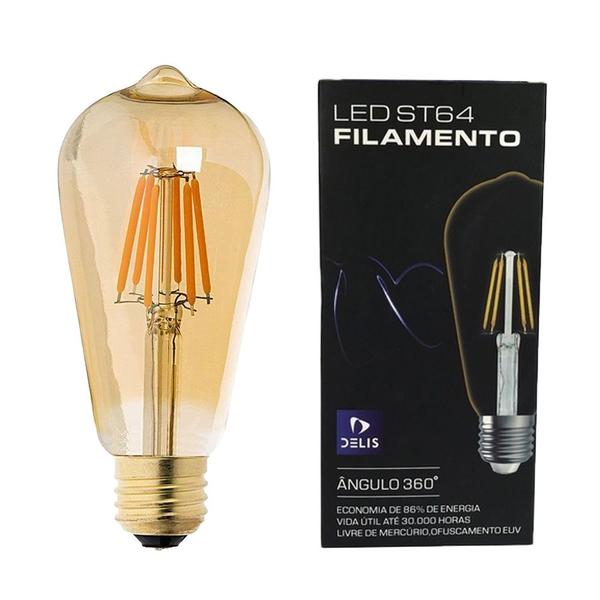 Imagem de Kit 7 Pendente Soquete Copinho E27 Preto + Led ST64