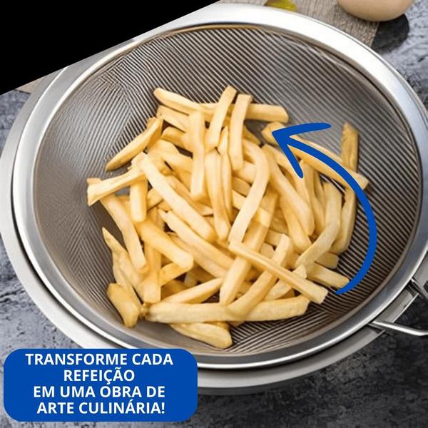 Imagem de Kit 7 Peneira Inox Todos Tamanahos Coar Suco Polvilhar Para Filtrar Qualidade Restaurante e Cozinha