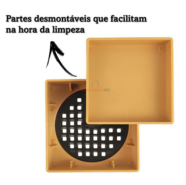 Imagem de Kit 7 Ralo Oculto Invisível Quadrado 10x10cm Plástico Com Tela Para Banheiro - AMZ