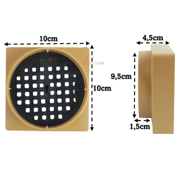 Kit 7 Ralo Oculto Invisível Quadrado 10x10cm Plástico Com Tela Para Banheiro - AMZ Imagem de Kit 7 Ralo Oculto Invisível Quadrado 10x10cm Plástico Com Tela Para Banheiro - AMZ