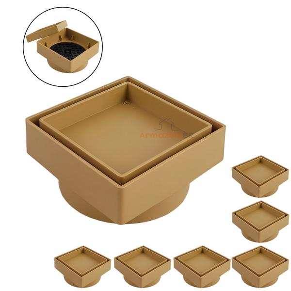 Kit 7 Ralo Oculto Invisível Quadrado 10x10cm Plástico Com Tela Para Banheiro - AMZ Imagem de Kit 7 Ralo Oculto Invisível Quadrado 10x10cm Plástico Com Tela Para Banheiro - AMZ