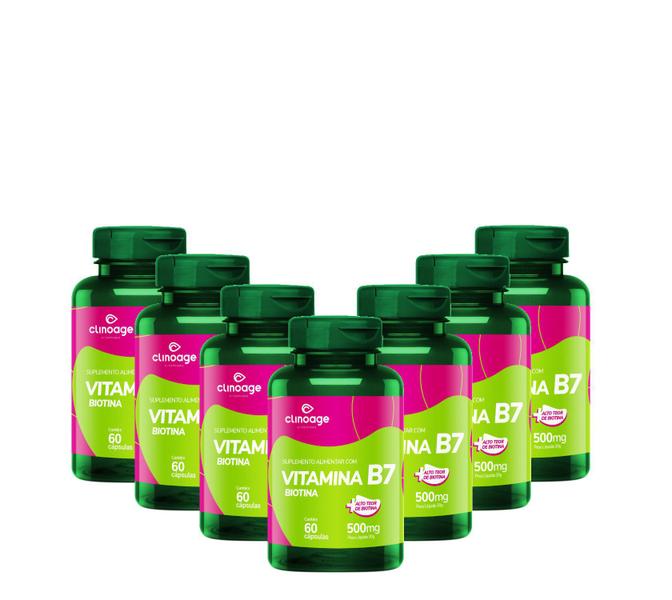 Imagem de Kit 7 Vitamina B7 BIOTINA-60Cps Clinoage-Manutenção-cabelo/pele