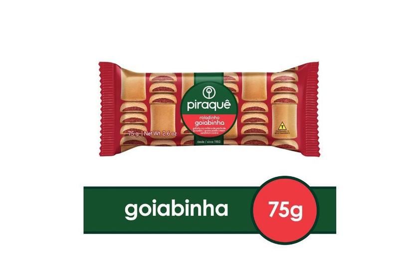 Imagem de Kit 70 Biscoito Recheado Roladinho Goiabinha Piraquê 75g