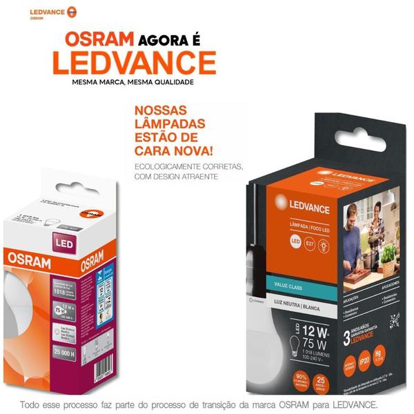 Imagem de Kit 70 lampadas led cla75 12w 4000k 1018lm biv e27 - osram