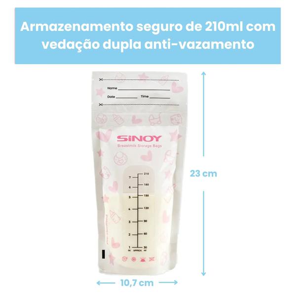 Imagem de Kit 75 Sacos Para Armazenar Leite Materno 210 Ml