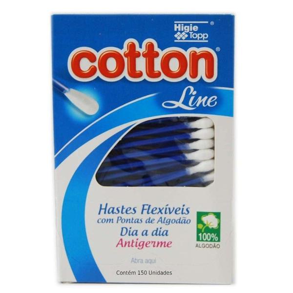 Imagem de Kit 750 Unidades Hastes Flexíveis Cotton Line 5 CAIXAS com 150 Unidades Cotonete Com Pontas Algodão Antigerme