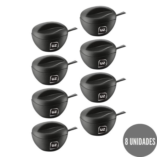 Imagem de Kit 8 Açucareiros Preto com Colher Plastica Cozinha Gourmet