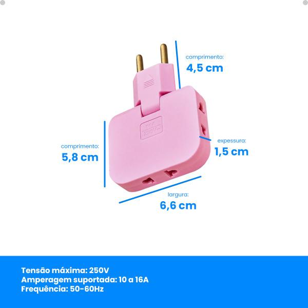 Imagem de Kit 8 Adaptador Tomada Benjamin Universal Plug 16a 110/220v