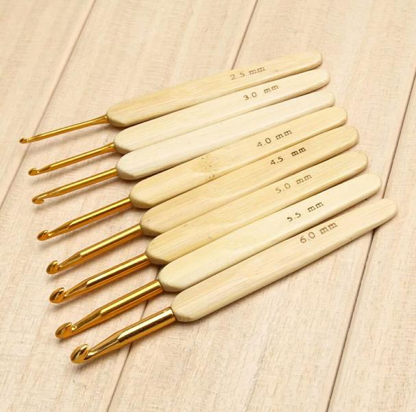 Kit 8 Agulhas Crochê Bambu 6 Marcadores - Home Hook Imagem de Kit 8 Agulhas Crochê Bambu 6 Marcadores