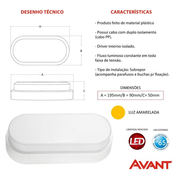 Kit 8 Arandela Tartaruga Led Branca IP65 20w Branco Quente 3000K - Avant Imagem de Kit 8 Arandela Tartaruga Led Branca IP65 20w Branco Quente 3000K