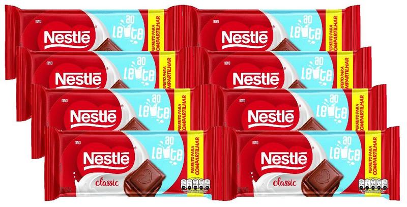 Imagem de kit 8 Barra Chocolate Nestlé Classic ao Leite 150g