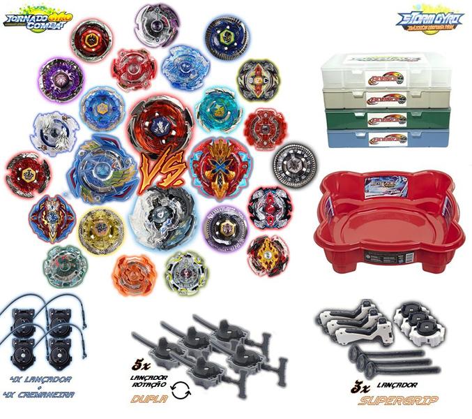 Imagem de Kit 8 Beyblade Burst + 4 Beyblade Led + Maleta + Arena Beyblade