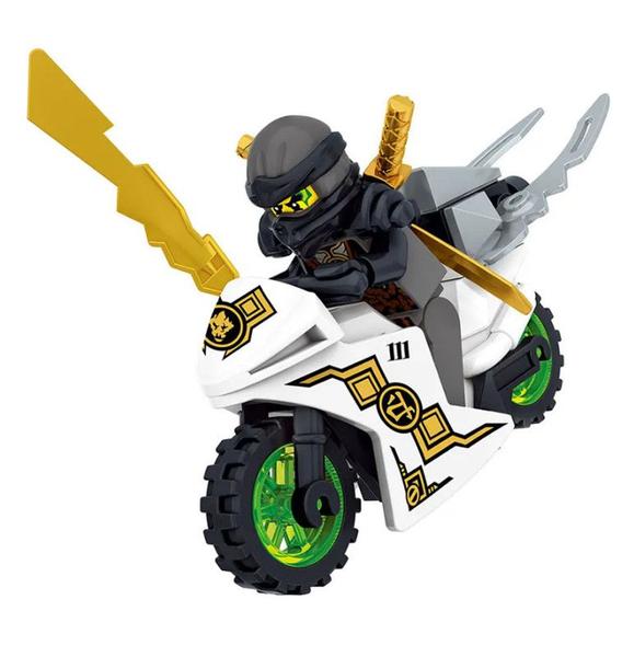 Imagem de Kit 8 bonecos ninjago com moto blocos de montar