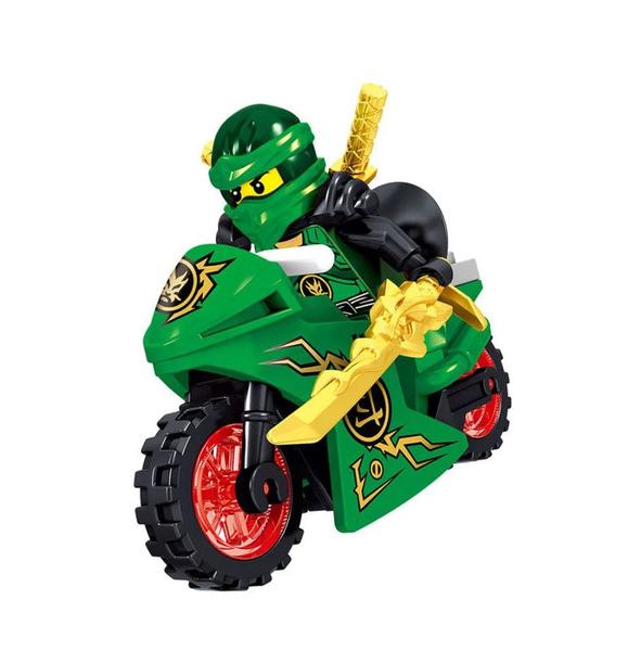 Imagem de Kit 8 bonecos ninjago com moto blocos de montar