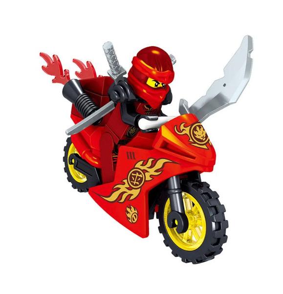 Imagem de Kit 8 bonecos ninjago com moto blocos de montar