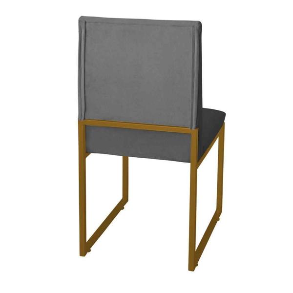 Imagem de Kit 8 Cadeira de Jantar Escritorio Industrial Garden Ferro Dourado Suede Cinza - Móveis Mafer