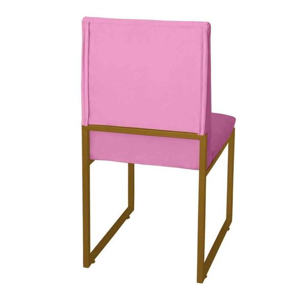 Imagem de Kit 8 Cadeira de Jantar Escritorio Industrial Garden Ferro Dourado Suede Rose - Móveis Mafer