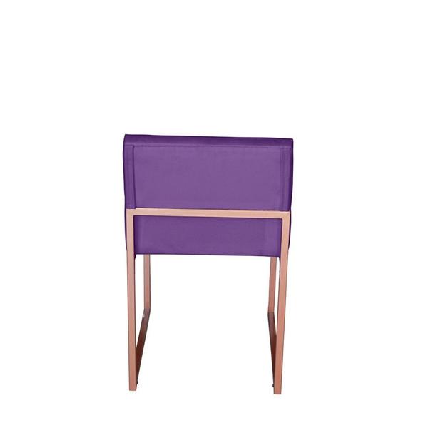 Imagem de Kit 8 Cadeira de Jantar Escritorio Industrial Vittar Ferro Bronze Suede Roxo - Móveis Mafer